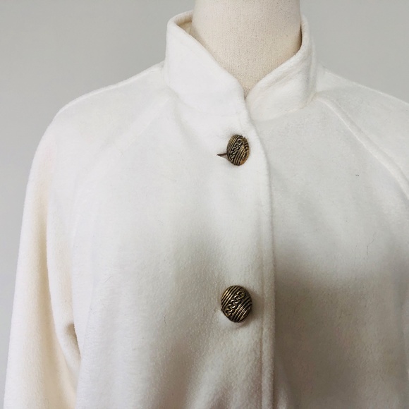 Jacket BLAIR Medium Winter White Button Front Long Sleeves Washable - Picture 8 of 9